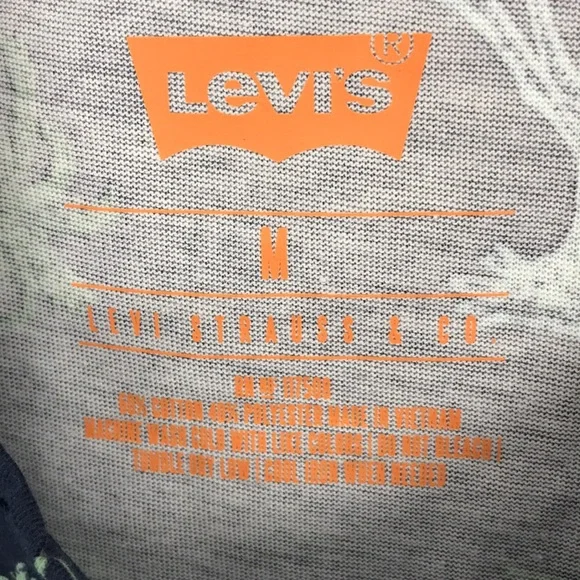 NEW Levis Top Dress Blues Shirt Tropical Print Palm Blue Size Medium - Picture 6 of 14